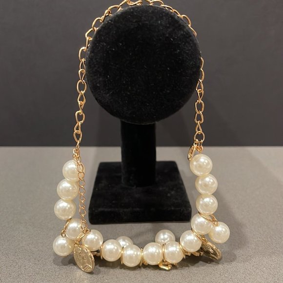 Gold & Pearl Bracelet with Charms - Picture 7 of 10